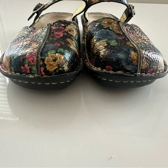 Alegria Tuscany Gold Floral Leather Mules Mary Jane Slip On Shoes 38 US 8/8.5 - Picture 3 of 8